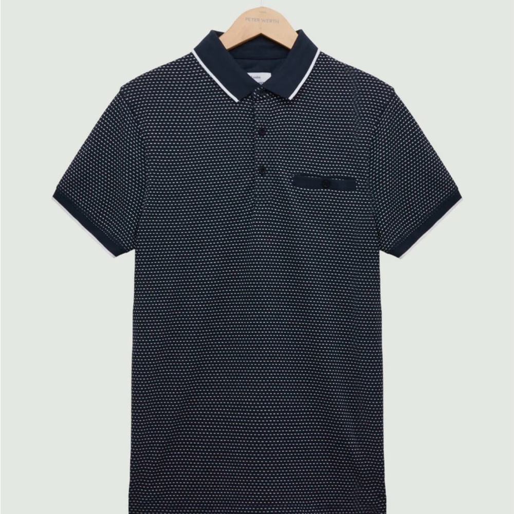 Peter Werth The Epsley Polo Shirt in Dark Navy Cotton/Poly Blend Lg